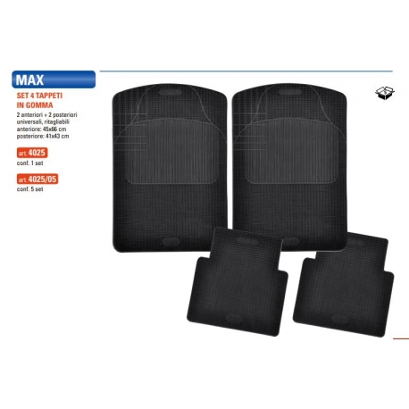 Set 4 Tappetini in Gomma per Auto Gev mod. Falcon